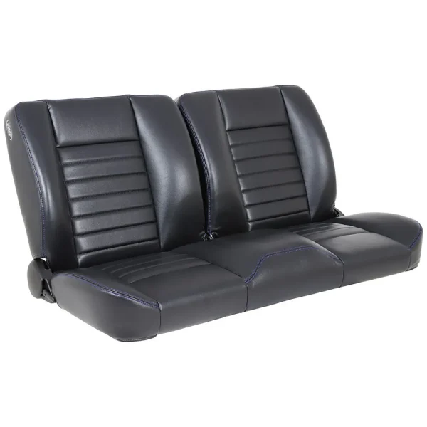 TMI Cruiser Pro-Bench 55in Split Back Seat Madrid Grain Black Vinyl Blue Stitch 47-9252-2295-BS