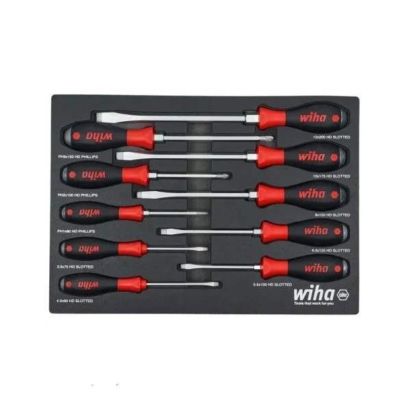 Wiha 10 Piece SoftFinish X Heavy Duty Cushion Grip Screwdriver Tray Set 53180