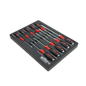 Wiha 10 Piece SoftFinish X Heavy Duty Cushion Grip Screwdriver Tray Set 53180