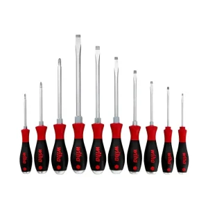 Wiha 10 Piece SoftFinish X Heavy Duty Slotted and Phillips Screwdriver Set 53099
