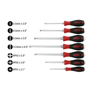 Wiha 7 Piece SoftFinish X Heavy Duty Slotted and Phillips Screwdriver Set 53097