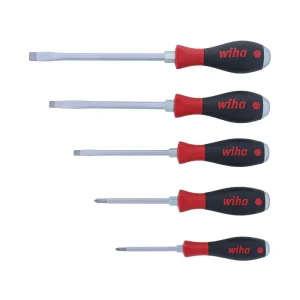 Wiha 5 Piece SoftFinish X Heavy Duty Slotted and Phillips Screwdriver Set 53095