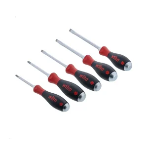 Wiha 5 Piece SoftFinish X Heavy Duty Slotted and Phillips Screwdriver Set 53095
