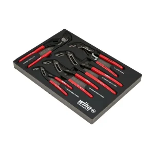 Wiha 5 Piece Classic Grip V-Jaw Tongue and Groove Pliers Tray Set 34691