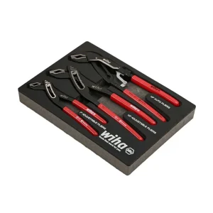 Wiha 3 Piece Classic Grip V-Jaw Tongue and Groove Pliers Tray Set 34690