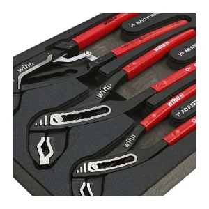 Wiha 3 Piece Classic Grip V-Jaw Tongue and Groove Pliers Tray Set 34690