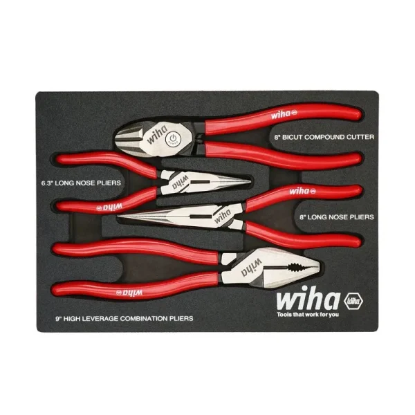Wiha 4 Piece Classic Grip Pliers and Cutters Tray Set 34681