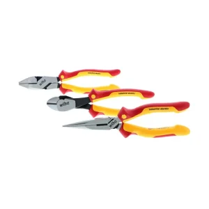 Wiha 3 Piece Insulated Industrial Grip Pliers and Cutters Set 32968