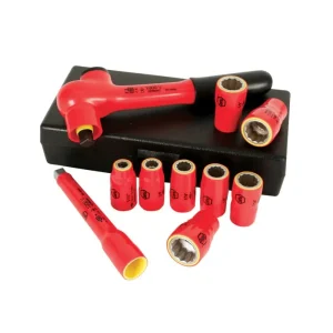 Wiha 10 Piece Insulated Socket Set 3/8in. Drive – Metric 31590