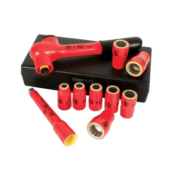 Wiha 10 Piece Insulated Socket Set 3/8in. Drive – Metric 31590