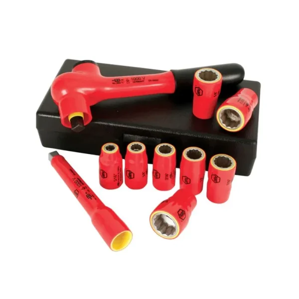 Wiha 10 Piece Insulated Socket and Ratchet Set 3/8in. Drive – SAE 31493