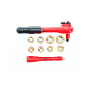 Wiha 10 Piece Insulated Socket and Ratchet Set 3/8in. Drive – SAE 31493