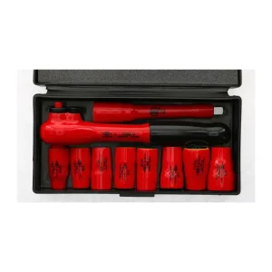 Wiha 10 Piece Insulated Socket and Ratchet Set 3/8in. Drive – SAE 31493