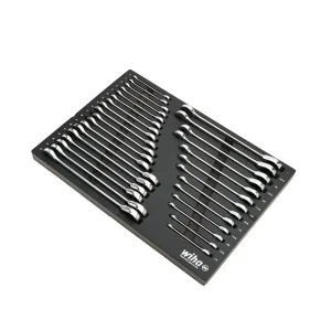 Wiha 31 Piece Ratcheting Wrench Tray Set – SAE and Metric 30392