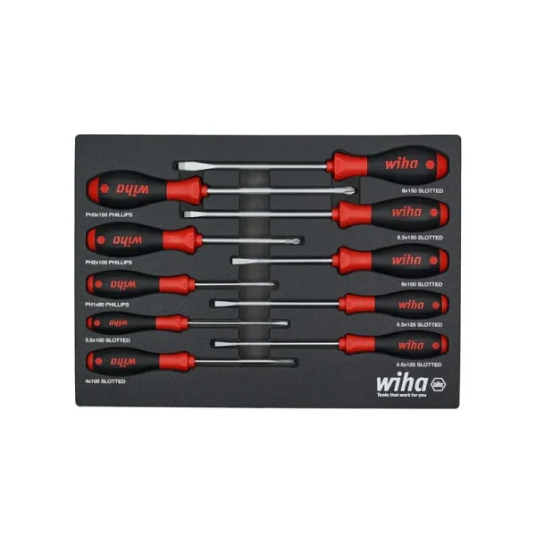 Wiha 10 Piece SoftFinish Cushion Grip Screwdriver Tray Set 30280