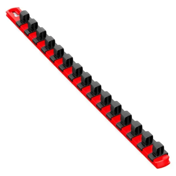 Ernst 18in Socket Organizer with 17 Dura-Pro HD Clips – Red – 1/2in 8321