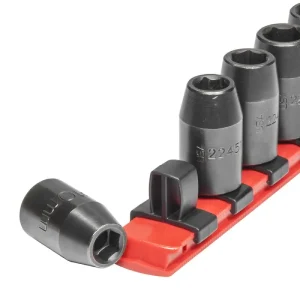 Ernst 18in Socket Organizer with 17 Dura-Pro HD Clips – Red – 1/2in 8321