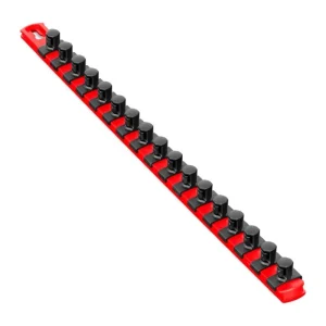 Ernst 18in Socket Organizer with 17 Twist Lock Clips – Red – 1/2in 8402