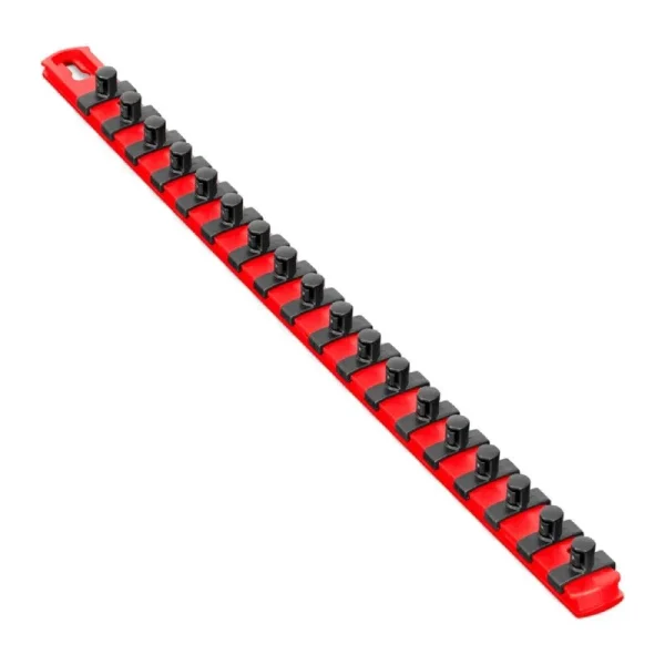 Ernst 18in Socket Organizer with 18 Twist Lock Clips – Red – 3/8in 8401