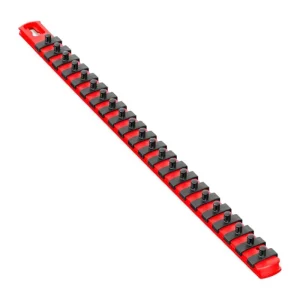 Ernst 18in Socket Organizer with 22 Twist Lock Clips – Red – 1/4in 8400