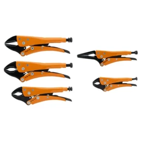 Grip-on 5 Piece General Service Set, Straight, Curved & Long Nose Locking Pliers BK-SET5-89