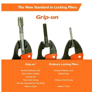 Grip-on 10in. Locking Pliers, 2-7/16in. Jaw Opening, Straight Jaws 112-10