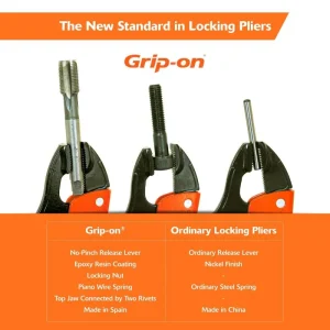 Grip-on 7in. Locking Pliers, 1-7/8in. Jaw Opening, Straight Jaws 112-07