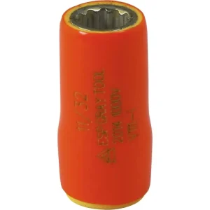 Gray Tools 11/32in. X 1/4in. Drive 12 Point Standard Length Socket 1000V Insulated V111-I