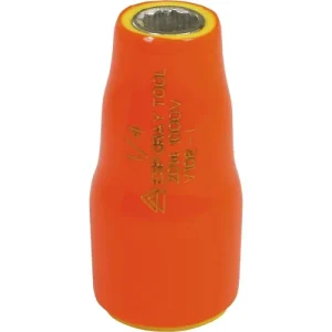 Gray Tools 1/4in. X 1/4in. Drive 12 Point Standard Length Socket 1000V Insulated V108-I