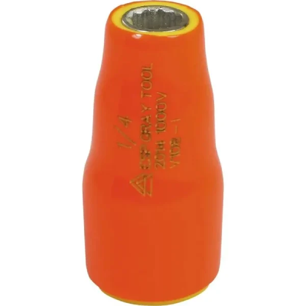 Gray Tools 1/4in. X 1/4in. Drive 12 Point Standard Length Socket 1000V Insulated V108-I