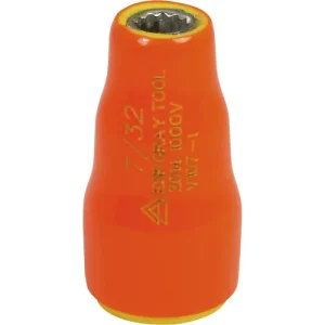 Gray Tools 7/32in. X 1/4in. Drive 12 Point Standard Length Socket 1000V Insulated V107-I