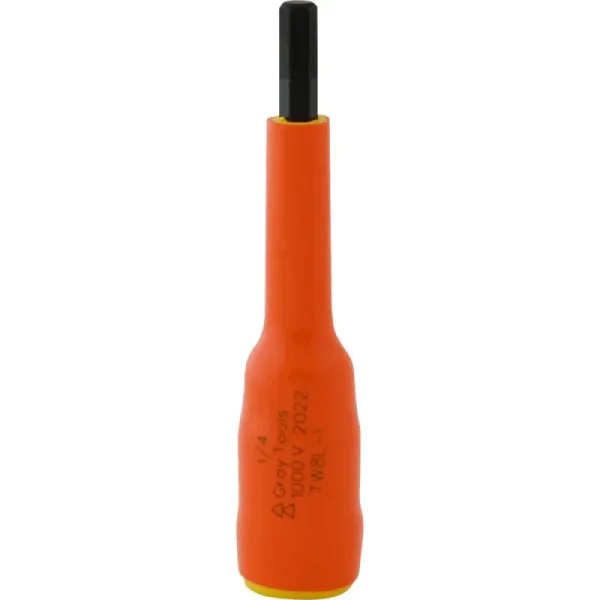 Gray Tools 1/4in. X 3/8in. Drive Extra Long Hex Head 1000V Insulated Socket TW8L-I