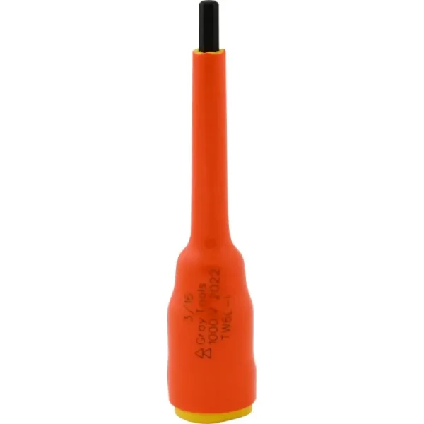 Gray Tools 3/16in. X 3/8in. Drive Extra Long Hex Head 1000V Insulated Socket TW6L-I