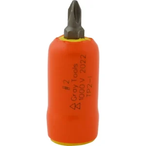 Gray Tools No. 2 X 3/8in. Drive Standard Length Phillips Head 1000V Insulated Socket TP2-I