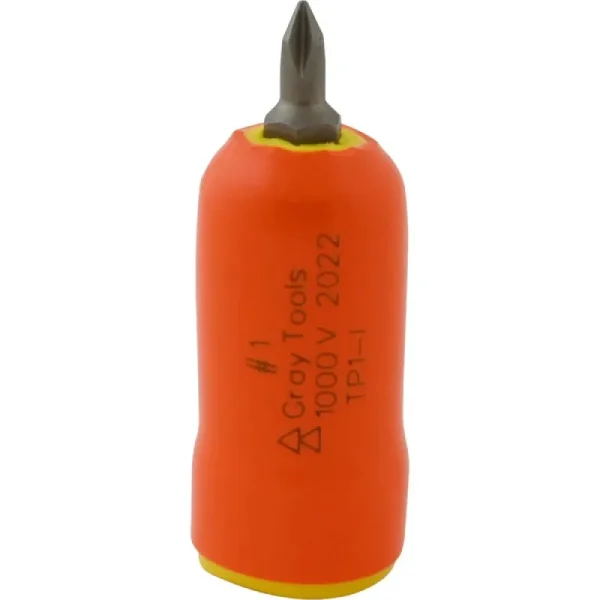 Gray Tools No. 1 X 3/8in. Drive Standard Length Phillips Head 1000V Insulated Socket TP1-I