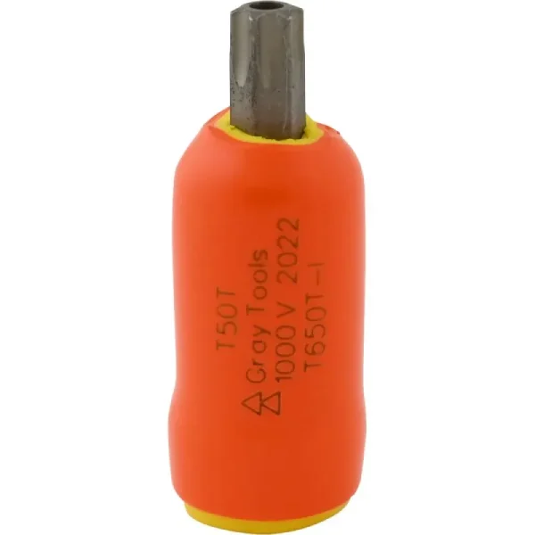 Gray Tools T50T X 3/8in. Drive Standard Length Torx Head Tamper Resistant 1000V Insulated Socket T65