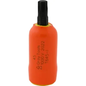 Gray Tools T45 X 3/8in. Drive Standard Length Torx Head 1000V Insulated Socket T645-I