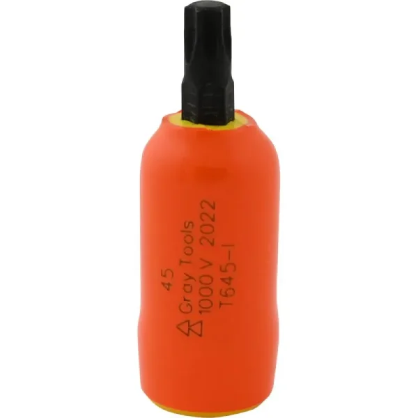 Gray Tools T45 X 3/8in. Drive Standard Length Torx Head 1000V Insulated Socket T645-I