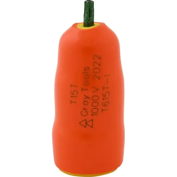 Gray Tools T15T X 3/8in. Drive Standard Length Torx Head Tamper Resistant 1000V Insulated Socket T61