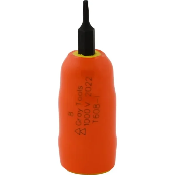 Gray Tools T8 X 3/8in. Drive Standard Length Torx Head 1000V Insulated Socket T608-I