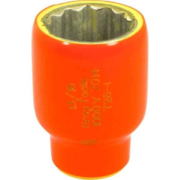 Gray Tools 13/16in. X 3/8in. Drive 12 Point Standard Length Socket 1000V Insulated T26-I