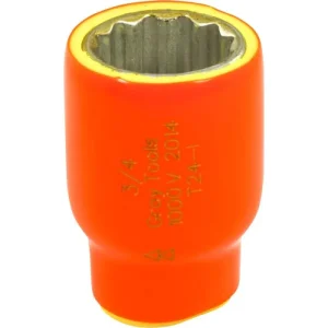 Gray Tools 3/4in. X 3/8in. Drive 12 Point Standard Length Socket 1000V Insulated T24-I