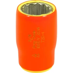 Gray Tools 5/8in. X 3/8in. Drive 12 Point Standard Length Socket 1000V Insulated T20-I