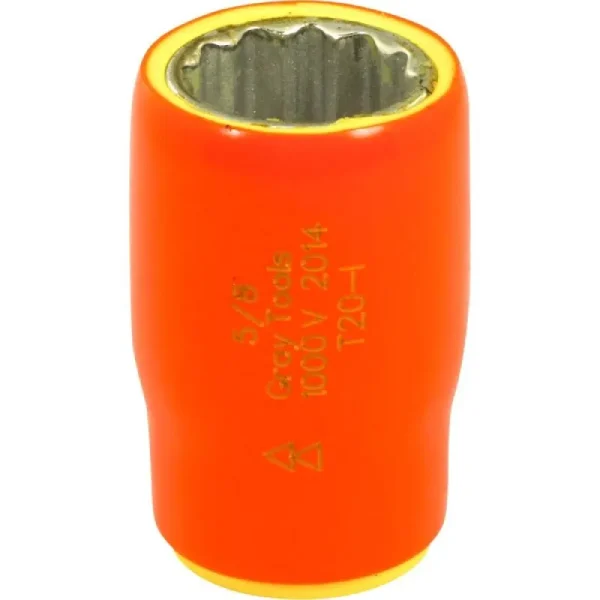 Gray Tools 5/8in. X 3/8in. Drive 12 Point Standard Length Socket 1000V Insulated T20-I