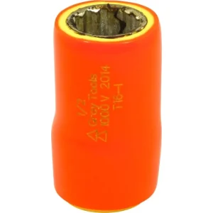 Gray Tools 1/2in. X 3/8in. Drive 12 Point Standard Length Socket 1000V Insulated T16-I