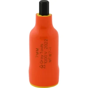 Gray Tools 7mm X 3/8in. Drive Standard Length Hex Head 1000V Insulated Socket MTW7-I