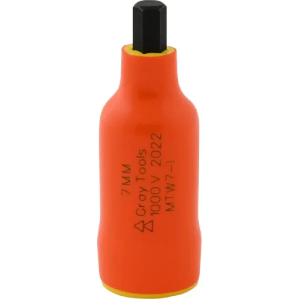 Gray Tools 7mm X 3/8in. Drive Standard Length Hex Head 1000V Insulated Socket MTW7-I