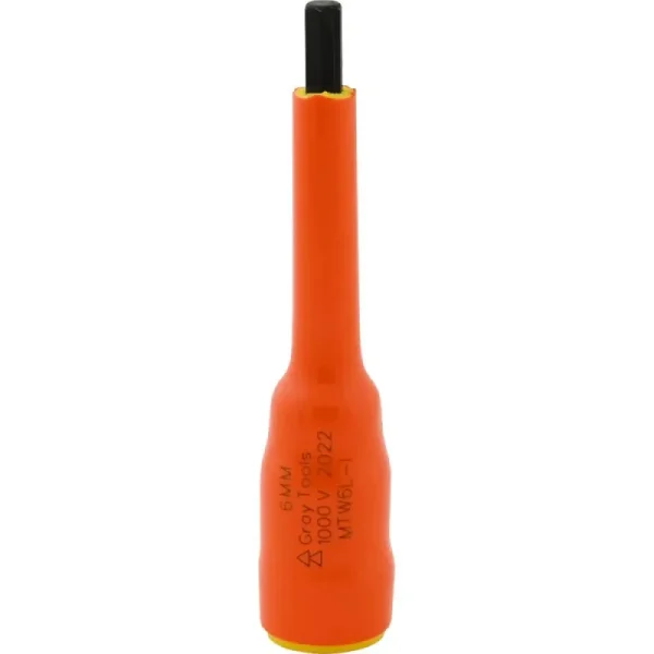 Gray Tools 6mm X 3/8in. Drive Extra Long Hex Head 1000V Insulated Socket MTW6L-I