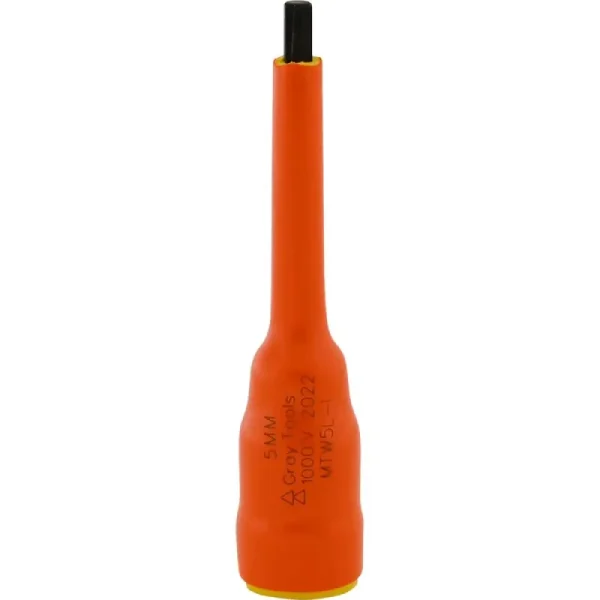Gray Tools 5mm X 3/8in. Drive Extra Long Hex Head 1000V Insulated Socket MTW5L-I