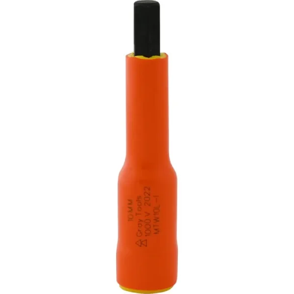 Gray Tools 10mm X 3/8in. Drive Extra Long Hex Head 1000V Insulated Socket MTW10L-I